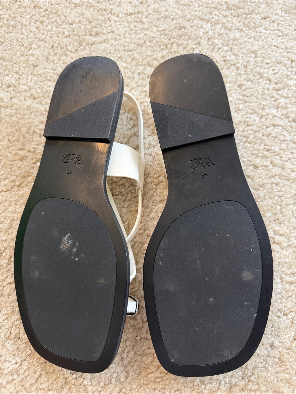 Zara White Strappy Sandals with Silver Toe Accent - Picture 2 of 2